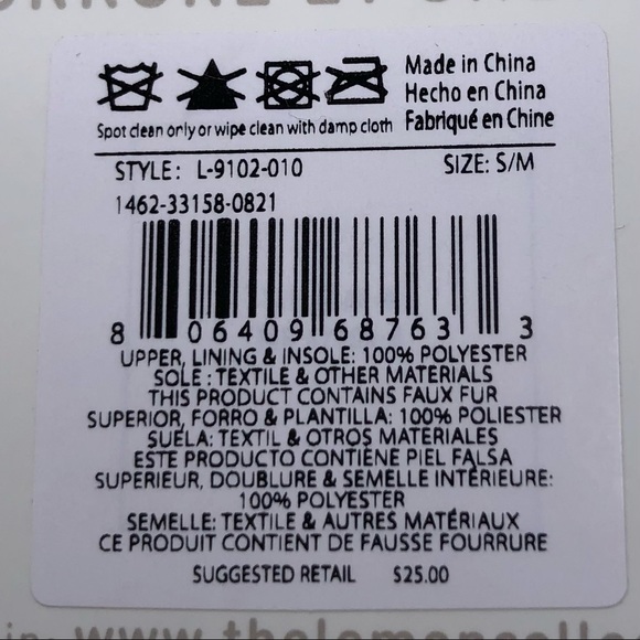 LEMON Gray Faux Fur & Creme Faux Sherpa Slippers Crisscross Style Sz S/M 5-6 - Picture 9 of 10